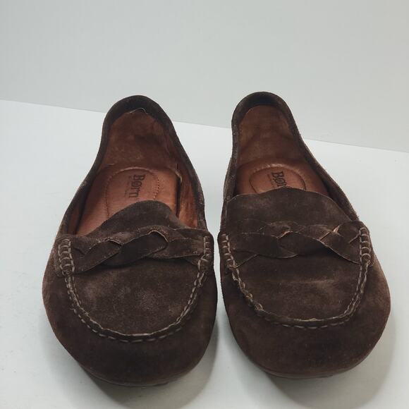 Born Kasa 11M Brown Suede Loafer Slip On Moccasins Rubber Sole Comfort Casual - Picture 6 of 12